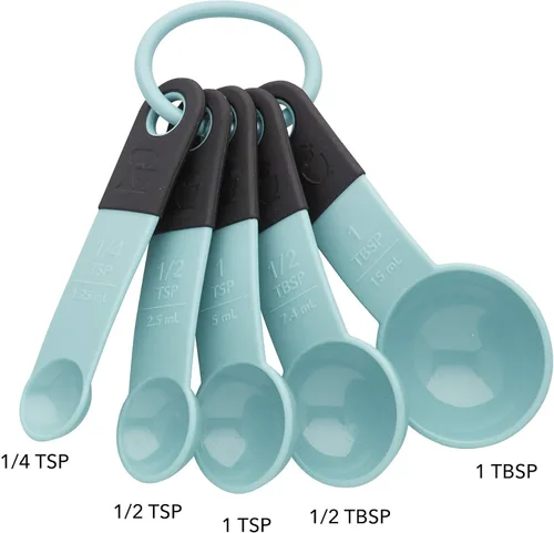 Miniatura 3 de KitchenAid cucharas para medir Aqua Sky/Negro Juego de 2
