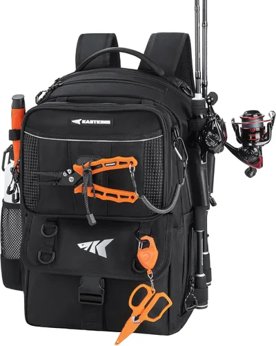 Miniatura 14 de KastKing BaitSpace 50L Mochila para equipo de pesca con encuadernador de cebo removible, 2 soportes para cañas, almacenamiento para equipo y H