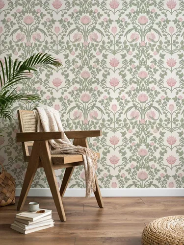 Miniatura 11 de YXTII Papel tapiz de 393.7" x 17.3" para despegar y pegar, papel tapiz floral rosa para dormitorio, papel decorativo para pared