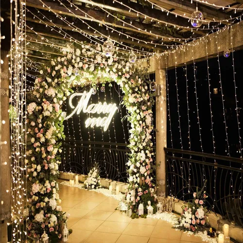 Miniatura 4 de Geanmoki 306 LED Cadena de luces de cortina de ventana para decoración de pared de boda, fiesta, hogar, jardín, dormitorio, interior o exterior