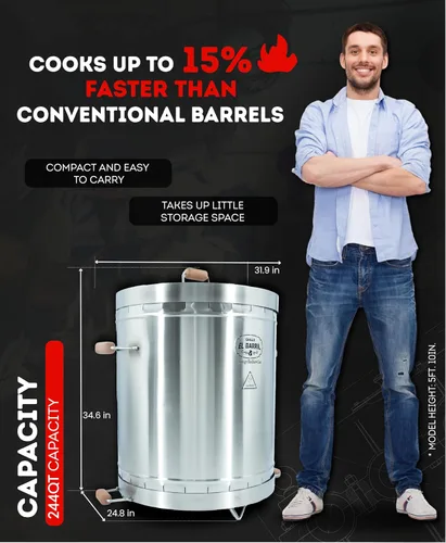 Miniatura 3 de EL BARRIL - Parrilla vertical prémium de 60 libras, ahumador de carbón de barril de acero inoxidable, ahumador extragrande para exteriores