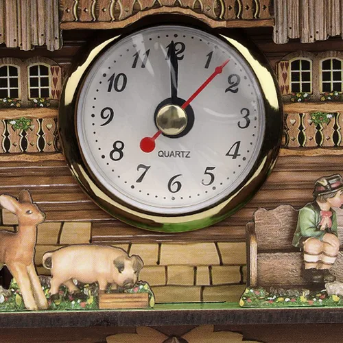 Miniatura 8 de FitBest Reloj de cuco tradicional de madera hecho a mano con pájaros, funciona con pilas, reloj de cuarzo de péndulo de pared para decoración