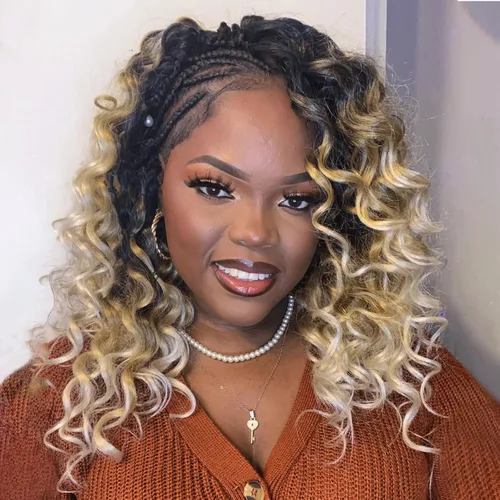 Miniatura 44 de Cabello de ganchillo con ondas oceánicas, 12 pulgadas, 8 paquetes de 3 tonos, cabello rizado de longitud media, rizado y ondulado profundo
