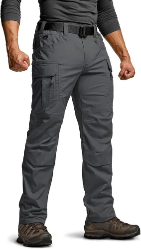 CQR Pantalones tácticos elásticos para hombre, pantalones de carga resistentes al agua de tela ripstop, pantalones ligeros para uso diario,