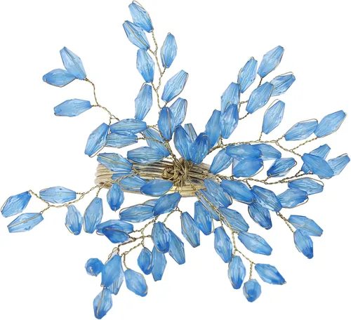 Miniatura 7 de ITOS365 Juego de 12 servilleteros para decoración de mesa de comedor, fiestas, uso diario, servilleteros de metal, hojas azules (paquete de 12)