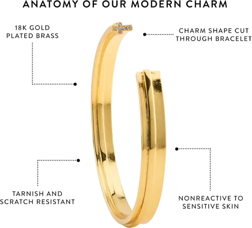 Miniatura 2 de Stella Valle Cross Charm Bracelet - 18K Gold and Rhodium Plated Brass Cuff Bracelets with Swarovski Crystals in the Shape of Cross