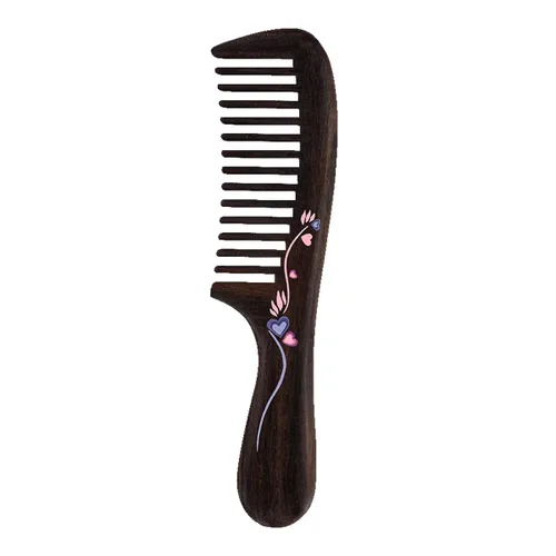 Miniatura 8 de TAN MUJIANG Peine para el cabello de madera natural antiestático (mariposa y loto)
