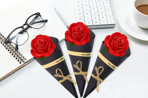 Miniatura 2 de ONLYKXY 50 piezas de papel de estraza retro de papel kraft seco caja de embalaje de regalo tarjeta cono creativo bricolaje pétalos de boda pequeño