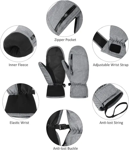 Miniatura 2 de Zando Manoplas de esquí de invierno para mujeres y hombres, guantes de esquí impermeables para hombres y mujeres, guantes para clima frío