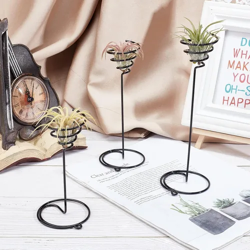 Miniatura 5 de AHANDMAKER Paquete de 6 soportes para plantas de aire, 3 tamaños, contenedor de plantas de aire, soporte Tillandsia para exhibir plantas de aire