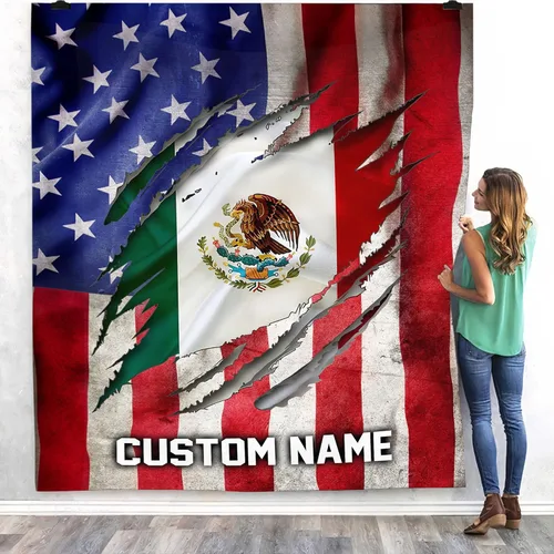 Miniatura 29 de Manta de México con nombre personalizado para hombres y mujeres, manta de bandera personalizable, regalo divertido, felpa mullida, suave microforro