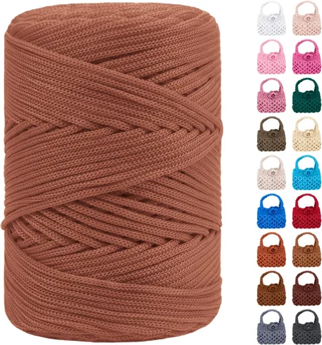 Miniatura 27 de Cordón de macramé de poliéster de 0.118 in x 185 yardas, cordón trenzado de macramé, bolsa de ganchillo, hilo de poliéster para ganchillo, bolsa