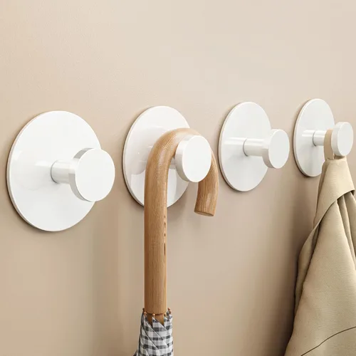 bussdis Gancho de Pared Adhesivo para Abrigo y Toalla: Extra Pegajoso 12 LB (Máx), Perchero de Acero Inoxidable Soporte Colgador de Puerta, Blanco