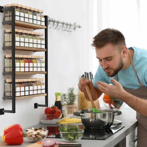 Miniatura 5 de ZICOTO Estante organizador de especias que ahorra espacio para montaje en pared, fácil de instalar, estantes colgantes modernos para hasta 56
