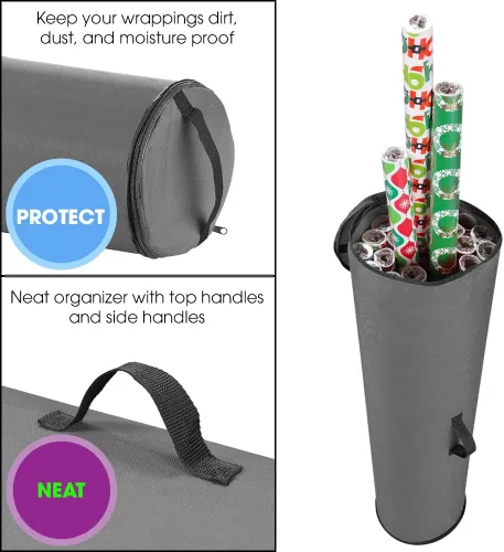 Miniatura 3 de Bolsa de almacenamiento de papel de regalo, organizador de papel de regalo debajo de la cama para almacenar múltiples rollos de papel de regalo