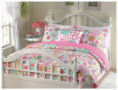 [Piruleta floral] Juego de edredón hipoalergénico de 2 piezas con diseño de retazos de flores, ropa de cama para dormitorio, tamaño individual, color