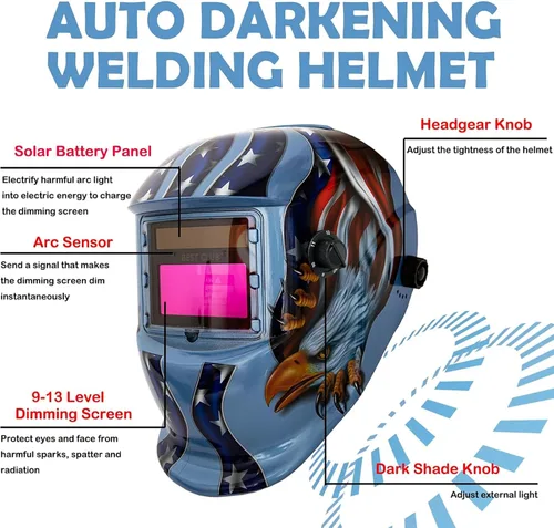 Miniatura 2 de Casco de soldadura con oscurecimiento automático: capucha solar de color verdadero BESTCLUB con rango de sombra ajustable 4/9-13 para máscara