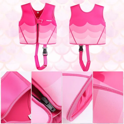 Miniatura 8 de Chaleco de natación para niños pequeños, chaqueta de natación para niños, chaleco de entrenamiento de natación con correa de seguridad ajustable Rosa