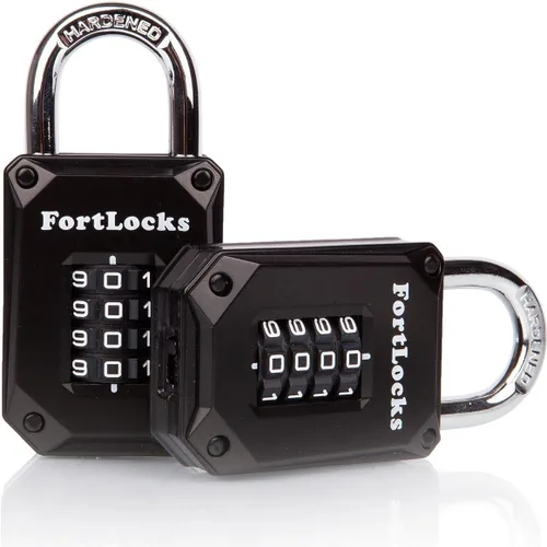 Miniatura 9 de FortLocks - Candado de combinación de 4 dígitos, resistente, de acero inoxidable endurecido, resistente a la intemperie y al aire libre, fácil