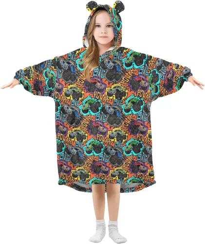 Miniatura 15 de Mantas portátiles para niños, súper suaves, cálidas y acogedoras, sudadera con capucha de gran tamaño, regalos para niños de 3 a 14 años, niñas