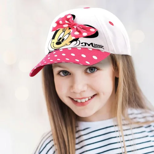 Miniatura 4 de Disney Gorra de béisbol Minnie Mouse para niña 3D con lazo curvo, correa trasera (4-7), Blanco