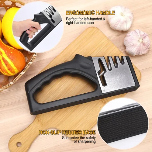 Miniatura 3 de Afilador de cuchillos manual 4 en 1 adecuado para cuchillos de cocina, cuchillos de frutas, cuchillos de acero, tijeras y afilado de precisión de 3