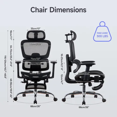 Miniatura 3 de Silla de oficina con reposapiés, silla ergonómica con reposacabezas 3D, silla de computadora con respaldo ajustable y reposabrazos 3D, silla de Negro