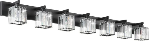 Miniatura 13 de Aipsun Accesorios de Luz Negros para Tocador de Baño Lámpara de Tocador Moderna de Cristal para Baño 4 Luces (Excluye Bombilla)