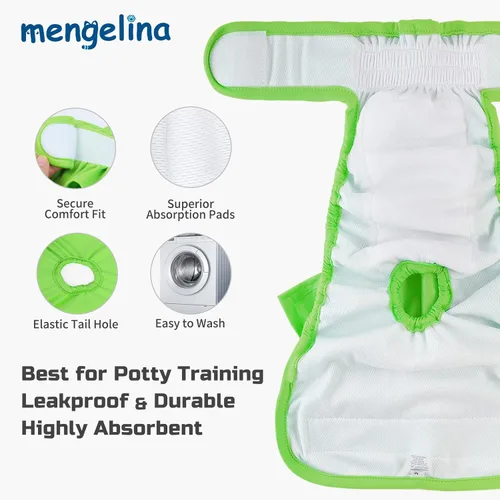 Miniatura 2 de Pañales reutilizables para perras, paquete de 3 pañales lavables para perras, altamente absorbentes, pañales flexibles para perras, a prueba