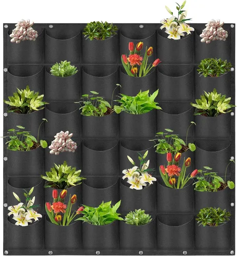 Miniatura 20 de Bolsas de cultivo colgantes para plantar, 9 bolsillos para colgar en la pared, bolsa de cultivo vertical para jardín interior y exterior, contenedor