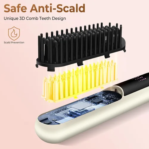 Miniatura 5 de Ukliss Cepillo alisador de cabello inalámbrico, carga rápida USB-C para viajes por todo el mundo, 4 ajustes de calor y tecnología iónica