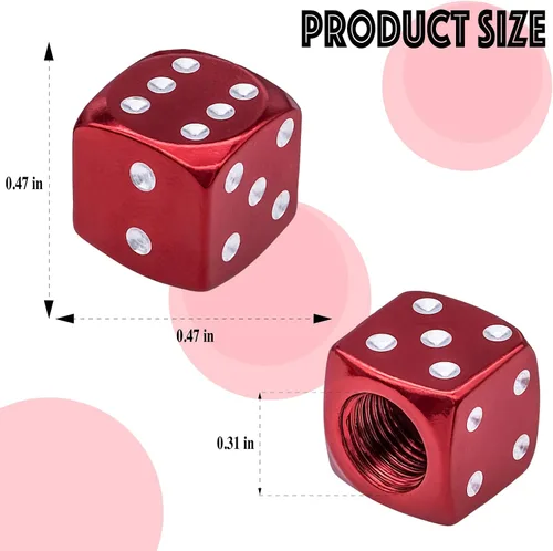 Miniatura 2 de 4 tapas de vástago de válvula de neumático estilo dado, con anillo de goma O, cubiertas universales de aleación de aluminio a prueba de polvo