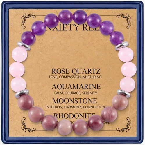 Pulseras curativas para mujeres, cuentas de yoga antiansiedad, alivio del estrés, pensamientos curativos, pulseras de relajación, aromaterapia,