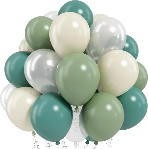 Miniatura 26 de Globos verdes y negros, globos metálicos de 12 pulgadas, color plateado, verde, arena, blanco y negro, globos de fiesta de fútbol, helio, globos