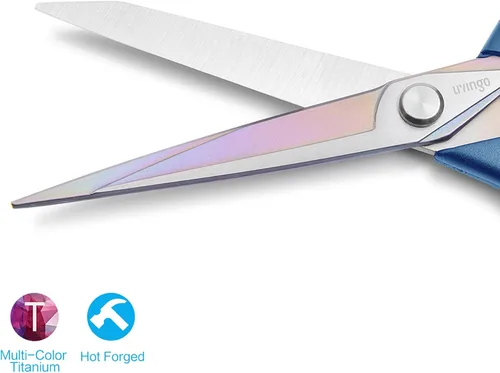 Miniatura 3 de LIVINGO Paquete de 2 tijeras afiladas de tela – Tijeras resistentes para todo uso, tijeras de coser forjadas con revestimiento de titanio para Azul