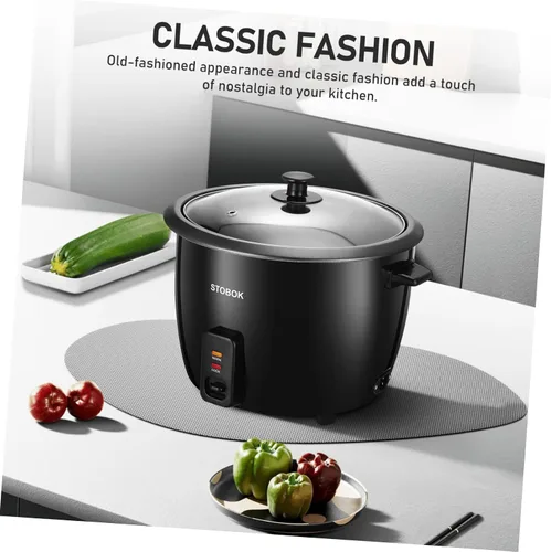 Miniatura 3 de Lurrose Arrocera eléctrica con tapa transparente, olla portátil para estofado doméstico para sopa de gachas de arroz, sopa y vaporera, enchufe