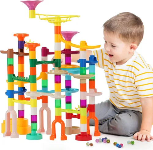 Miniatura 7 de MaxTronic Juguete de carrera de mármol, 110 piezas, kit de laberinto de mármol, juguete educativo STEM de aprendizaje para niños, construcción