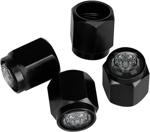 Miniatura 23 de Wolf - Tapones de válvula de neumático con bandera americana, tapas de válvula de neumático de aluminio negro, cubiertas universales