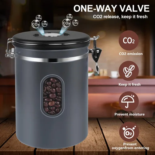 Miniatura 3 de ROCKY&CHAO Recipiente para café de 2800ML con registrador de fecha y ventana transparente, contenedor de café de 35OZ con cuchara medidora de 30ML