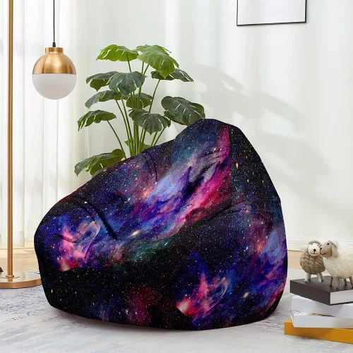Morbuy Funda para silla puff para niños y adultos (sin relleno), diseño de cielo estrellado en 3D, suave, perezoso, funda lavable de gran tamaño