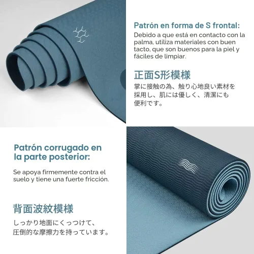 Miniatura 2 de Tapete de yoga antideslizante, ecológico, con funda de transporte, tapete de yoga profesional para mujeres, tapete de entrenamiento para el hogar
