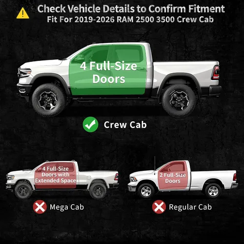 Miniatura 2 de Alfombrillas de piso OEDRO compatibles con Ram 2500/3500 Crew Cab de 2019-2025 2026 con asientos de cubo o banco en la primera fila, alfombrillas