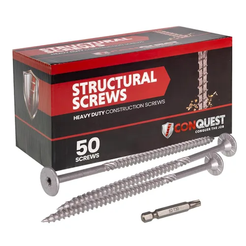 Miniatura 12 de Conquest Tornillos estructurales para madera, 0.275 x 14 pulgadas, certificados ICC, tornillos de cabeza plana autorroscantes T30 Star Drive