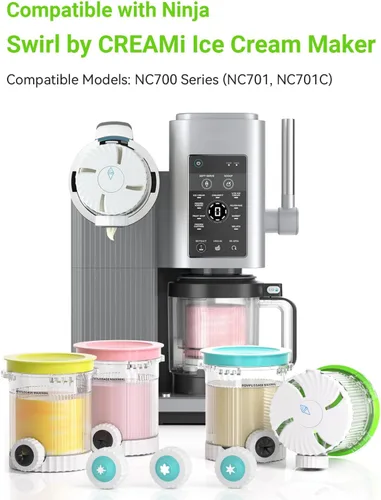 Miniatura 3 de 4 Pack para Pintas y Tapas Ninja Creami Compatible con Serie Ninja NC700, NC701, NC701C, Envases Creami para Máquinas de Helado con Espiral