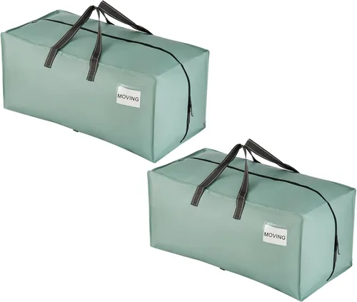 Miniatura 46 de VENO Paquete de 2 bolsas de mudanza, correas de mochila, mudanza, cajas de almacenamiento universitario, con tapas, resistentes, extragrandes, asas