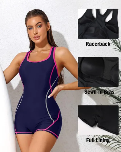 Miniatura 2 de beautyin Traje de baño deportivo de una pieza para mujer, con espalda cruzada