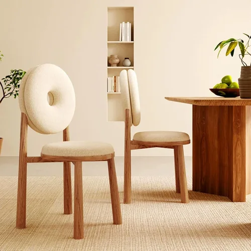 Miniatura 2 de Donut Dining Chairs,Makeup Chair,Kitchen Room Chairs Nordic Back, Dining Room with Metal Legs,Living Room Chair for Home Bedroom Cream Wind Brownish