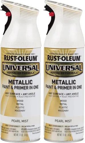 Rust-Oleum 261411 Pintura en aerosol metálica universal para todas las superficies, 11 onzas, niebla perla (paquete de 2)