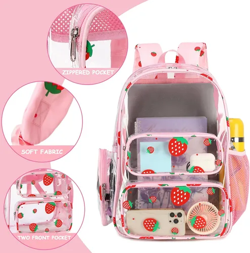 Miniatura 170 de CAMTOP Mochila transparente resistente y transparente para estudiantes, escuela, trabajo, festival, viajes, deportes, Beige, Mediana, Camtop Mochila