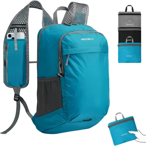 Miniatura 10 de WATERFLY Mochila pequeña y ligera y plegable: 15L Mini mochila de senderismo plegable - Mochila de día compacta ultraligera para mujeres y hombres